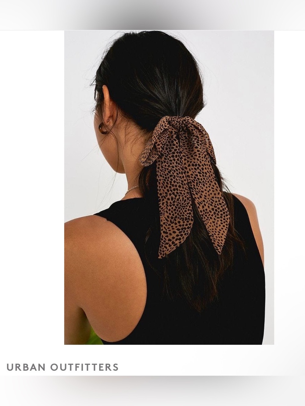Leopard-Print Brown Hair Tie Bow Scarf
